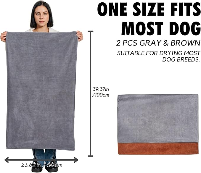 InnoBeta Pitbull Gifts Dog Towels for Drying Dogs, Pack of 2, 40 Inch X 23.6 Inch, Perfect Dog Shower & Bath Supplies for Large, Medium or Small Dogs