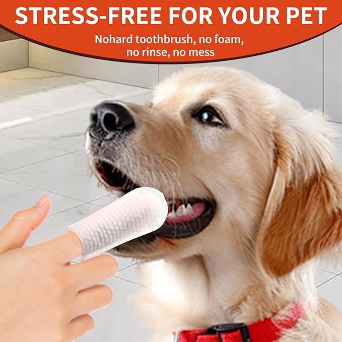 Dog Dental Wipes - Dental Finger Wipes for Cats & Dogs - Dog Toothbrush Finger Dental Wipes to Remove Plaque & Tartar,Effective Teeth Cleaner (Large)