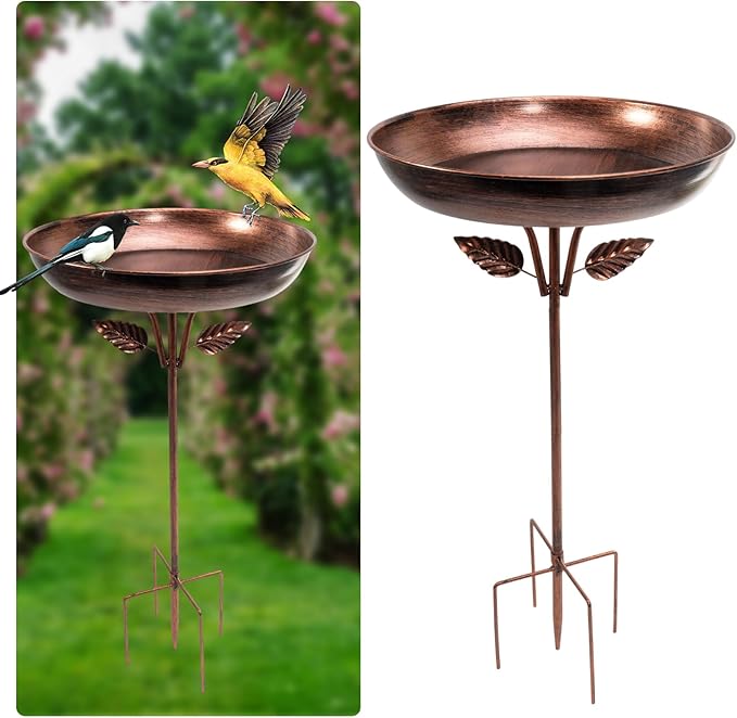 2 Pack Metal Bird Bath for Outside, Vintage Freestanding Birdbaths & Birdfeeder, Bird Baths Feeder Bowl for Outdoors Garden Patio Yard Lawn Decor