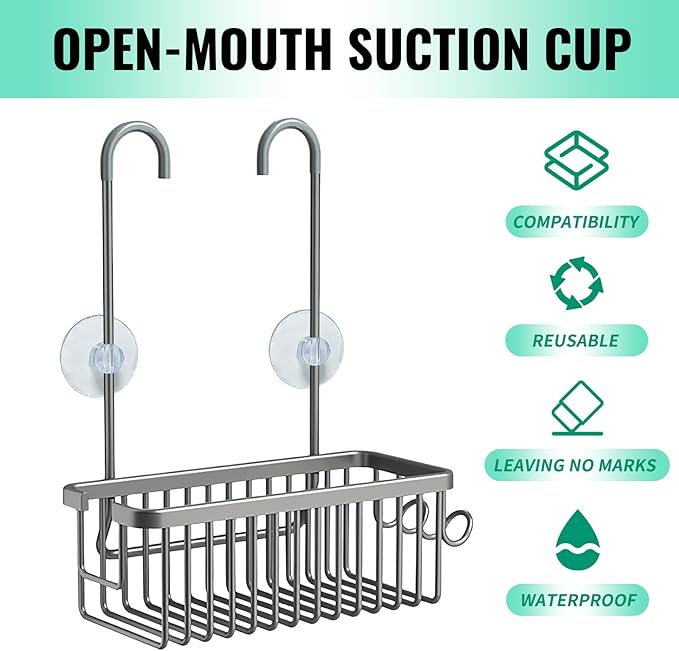 4 Pack Bathroom Shower Caddy Connectors Suction Cups, heavy-duty suction cups Compatible with no drilling Christmas Light suction cups for Fixed Shelf Basket, Bathroom Storage Shelves, Kitchen Racks