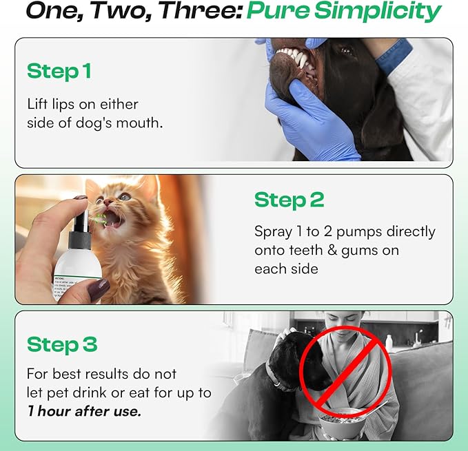 Dog Breath Freshener Spray 6.7 oz - Instant Fresh Breath for Cats & Dogs - Promotes Gum Health & Dental Care - Safe & Natural Ingredients Like Chamomile & Mint - Easy Dog Teeth Cleaning Spray