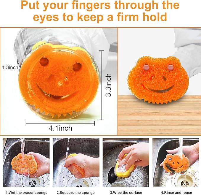 SmilePowo 5 Pack Scrub Sponge, Dual-Sided Temperature Controlled Kitchen Sponge for Dishes, Frog Bulk Sponges Household Cleaning Pads,Multi-Functional Premium Cleaning Sponges