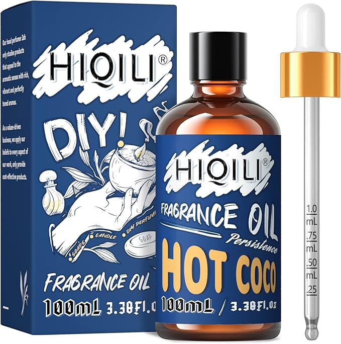 HIQILI Hot Coco Essential Oil 100ml - Winter Fragrance Oil for Aromatherapy, Home Diffuser, Car Freshies, DIY Candle Soap Perfume Making, 3.38 Fl Oz