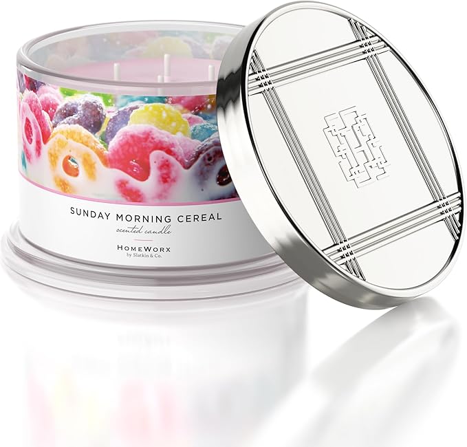 HomeWorx by SLATKIN + CO. Candle- Sunday Morning Cereal, 18 oz. Premium Scented Candle - 30-55 Hours Burn Time