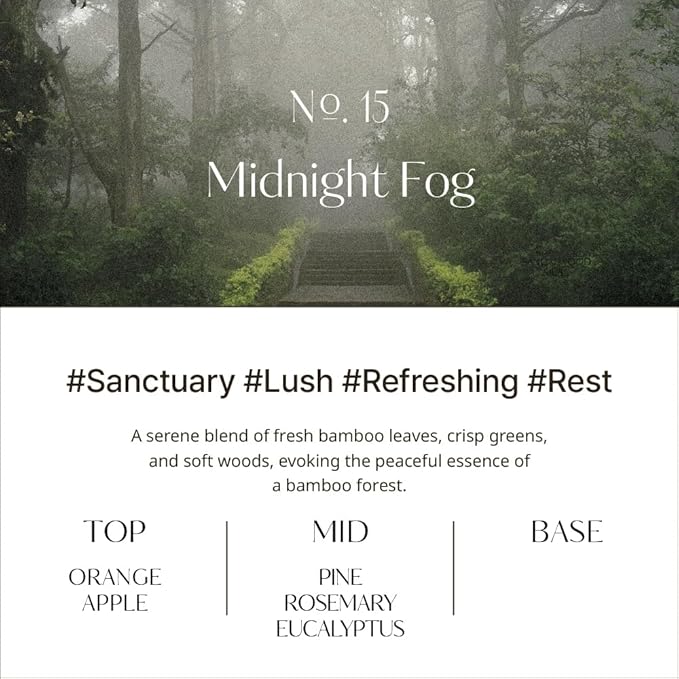 hetras Objet Diffuser Gift Set 6.7 fl.oz. 2 Pack | Midnight Fog - Fresh Forest & Moss Scent | Long-Lasting Scented Room Fresheners with 8 Reed Sticks for Home Fragrance Bedroom Bathroom Shelf Décor