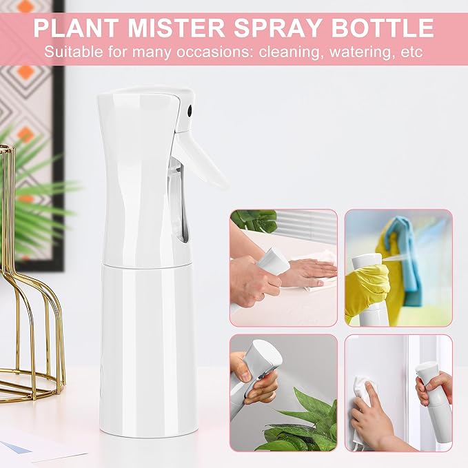 Hair Mister Spray Bottle，Spray Water Bottle Fine Mist Refillable Plants（6.8OZ /200ML） Barber，Showering Pets, Plants, travel, Ironing and Cleaning ﻿ ﻿ ﻿ (White)