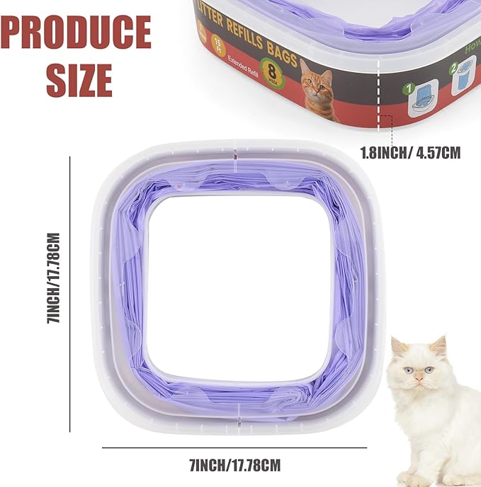10 Pack Cat Litter Refill Bags,Compatible with Litter Genie Standard/Plus/XL and Litter Refill Cartridge,Purple