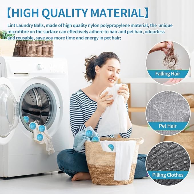 Upgrade Pet Hair Remover for Laundry, 12 PCS Reusable Dog & Cat Hair Remover for Laundry, Washing Machine Pet Hair Catcher for Clothes, Bedding, Won’t Damage Fabrics(Blue)