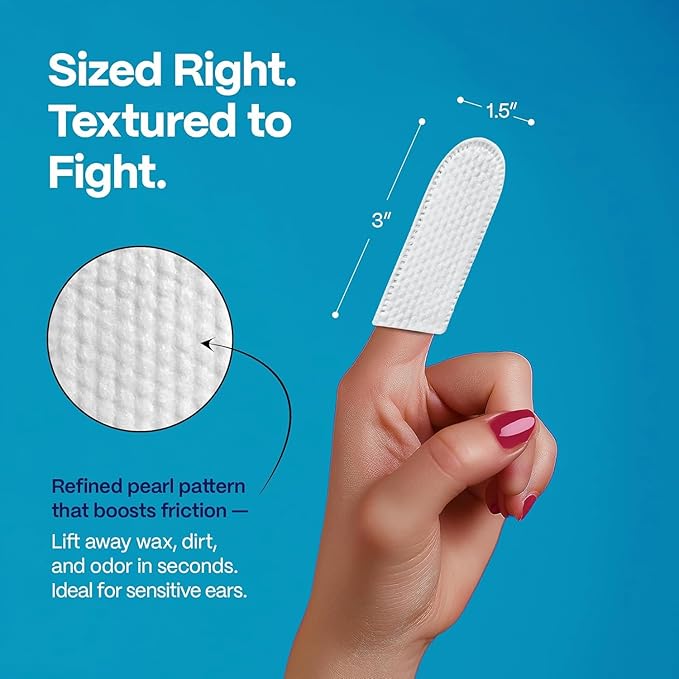 DOCO Dog Ear Cleaner Wipes Finger Cleaning Kit for Dogs & Cats Eucalyptus, Chamomile & Aloe Cat Ear Cleaner Soothes, Deodorizes & Helps Itchy Ears (50 Count)