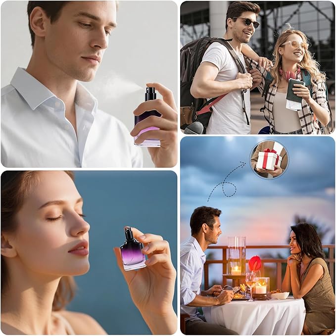 Perfume Bottles Empty Glass Atomizer Sprayer, 3 Pack 30ml Refillable Travel Spray Bottle for Fragranc or Essential Oil, Portable Cologne Atomizers with Dispensing Kit for Handbag, Date