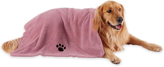 Bone Dry Pet Grooming Towel Collection Absorbent Microfiber X-Large, 41x23.5", Embroidered Rose