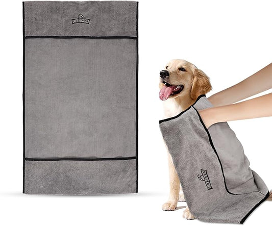 Microfiber Dog Grooming Bath Towel: Super Absorbent Soft Pet Grooming Towel Bath & Shower Supplies - Large Towels to Drying Dog Cat Pets Drying & Grommers (Gray, 1 Pcs)