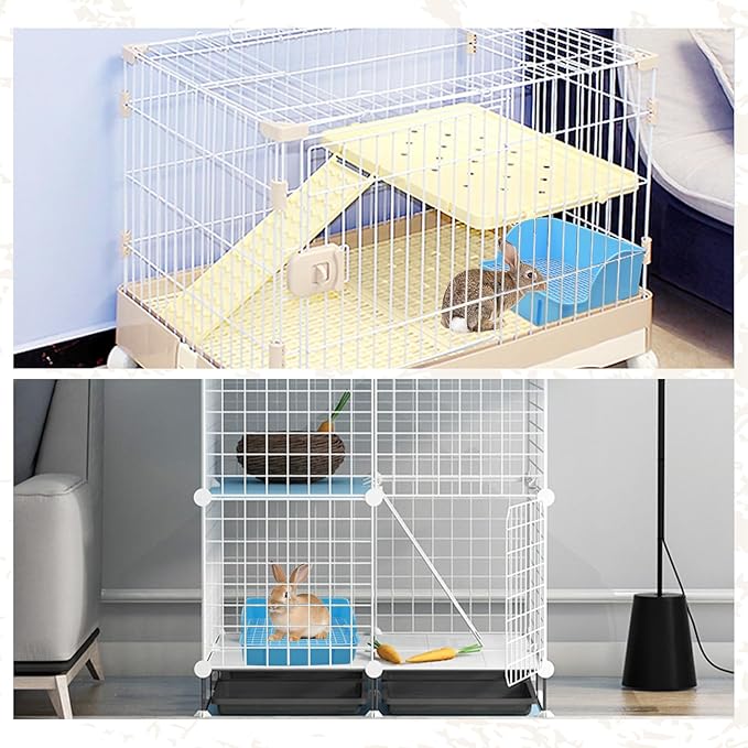12Pcs Rabbit Litter Box for Cage, Bunny Potty Trainer Corner Guinea Pig Plastic Square Grate Toilet, Pet Bedding Litter Box for Small Animal Ferret Hamster Hedgehog (Blue)