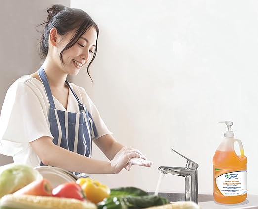 Health Guard 21313 Foaming Advanced Antibacterial Hand Soap, 1 Gallon Pour Top Bottle, Amber with Citrus Spice Scent (Pack of 2)