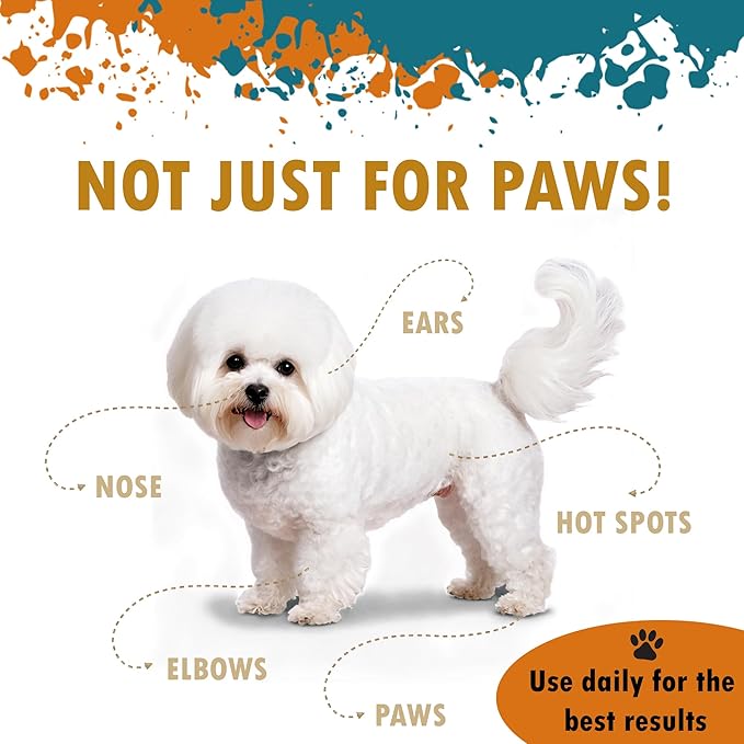 Dog Paw Balm & Paw Wax - Natural Lick-Safe Paw & Nose Moisturizer - Heals Dry, Cracked Pads & Nose - Snout Soothing Formula with Dead Sea Minerals, Shea Butter & Coconut Oil - 1.75 oz