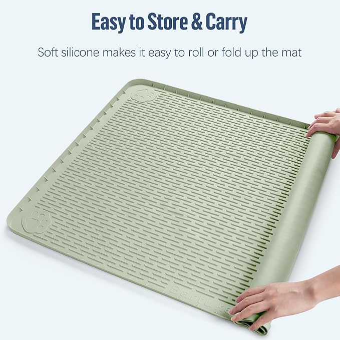 Pee Pad Holder for Dogs, 40" x 28" Silicone Pee Tray Mat Leak-Proof, High Edge, No Spill Pet Pad Holder for Puppy, Cat, Rabbit, Dog Training Pads for Home Floor Protection (Green)