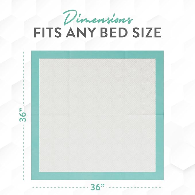 Inspire Super and Ultra Absorbent Disposable Bed Pads, 36" X 36", Pack of 50 with Adhesive, XXL