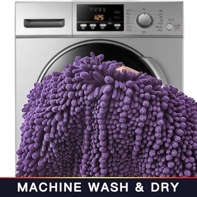 Walensee Bathroom Rug Non Slip Bath Mat (36x24 Inch Lavender) Water Absorbent Super Soft Shaggy Chenille Machine Washable Dry Extra Thick Perfect Absorbant Best Large Plush Carpet for Shower Floor