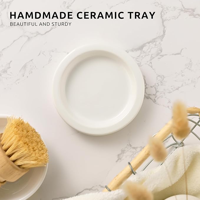 Glass Soap Dispenser Set by Janxin,Bathroom Soap Dispenser Set with Ceramic Tray,Luxury Bathroom Accessories,Modern Kitchen Decor (White+Gold(Hand Soap))