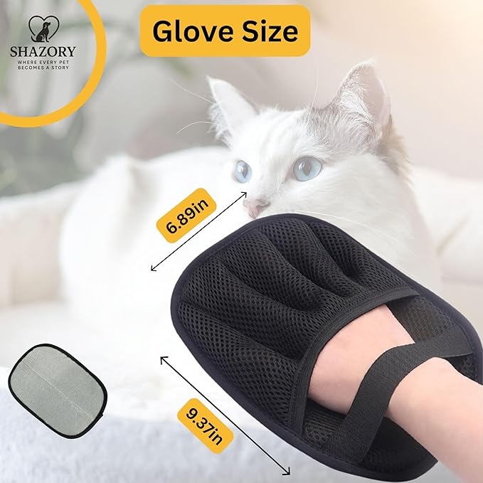 2 Pack Electrostatic Pet Hair Removal Gloves – Lint Cleaning Mitts for Cats & Dogs, Reusable Pet Hair Remover Glove for Furniture Couch Carpet & Car, Grooming & De-Shedding Glove for Pet Hair