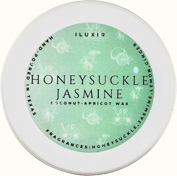 Honeysuckle Jasmine Scented Candle – Fresh Floral Spring Aroma with Lemon, Violet & Wood – Hand-Poured, Coconut-Apricot Wax, Non-Toxic & Cruelty-Free – Made in The USA (Pack of 4, 2 oz. Each)