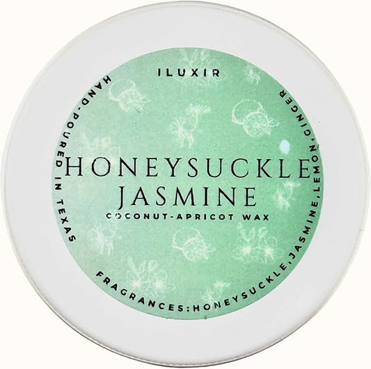 Honeysuckle Jasmine Scented Candle – Fresh Floral Spring Aroma with Lemon, Violet & Wood – Hand-Poured, Coconut-Apricot Wax, Non-Toxic & Cruelty-Free – Made in The USA (Pack of 4, 2 oz. Each)