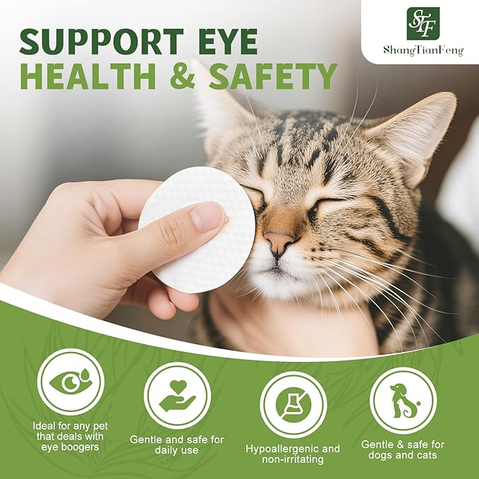 Dog eye wipes (100 Count*2Pack） for Dogs & Cats -Fragrance-Free, Vet-Tested Formula for Sensitive Skin | Tear Stain Remover & Gentle Bath Alternative | Hypoallergenic & Enriched with Oatmeal