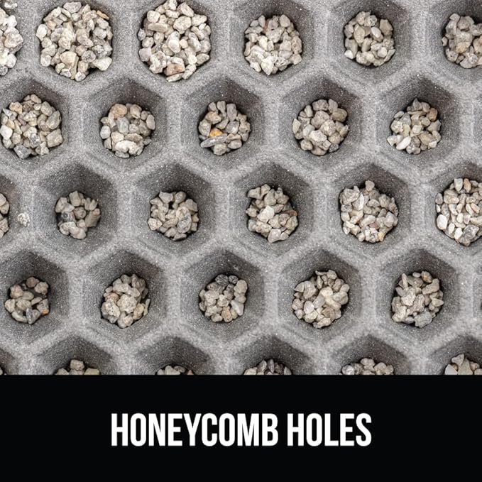 GORILLA GRIP Honeycomb Cat Litter Box Mat, 35x24 Two Layer Trapping Waste Mats, Soft On Paws, Litter Box Supplies and Essentials for Indoor Cats, Traps Excess, Water Resistant for Floors, Gray