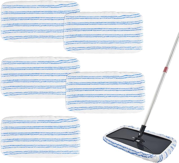 5 Pack Mop Heads Replacements for Ocedar Hardwood Floor 'N More Microfiber Mops,Terry Cloth Mops Refills 15 x 8 Flat Dust Mop Pads for O Cedar mop, Washable & Reusable Mopping Pads