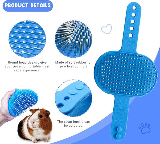 Pet Grooming Kit with Slicker Brush Bath Massage Glove Brush Pet Shedding Comb Nail Clipper Trimmer 6 Piece Set for Rabbit Kitten Guinea Pig Cat Chinchilla Ferret Small Animals