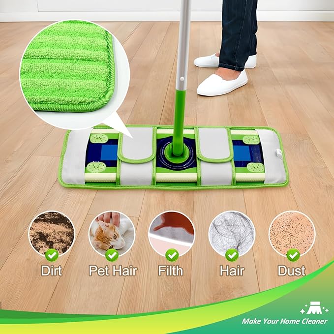 4 Pack Microfiber Mop Pads for Swiffer XL Mops Reusable Wet and Dry Mopping Cloths Compatible with Swiffer Sweeper XL,Washable XL Mop Refill Replacement for All Hardwood Dry & Wet Cleaning