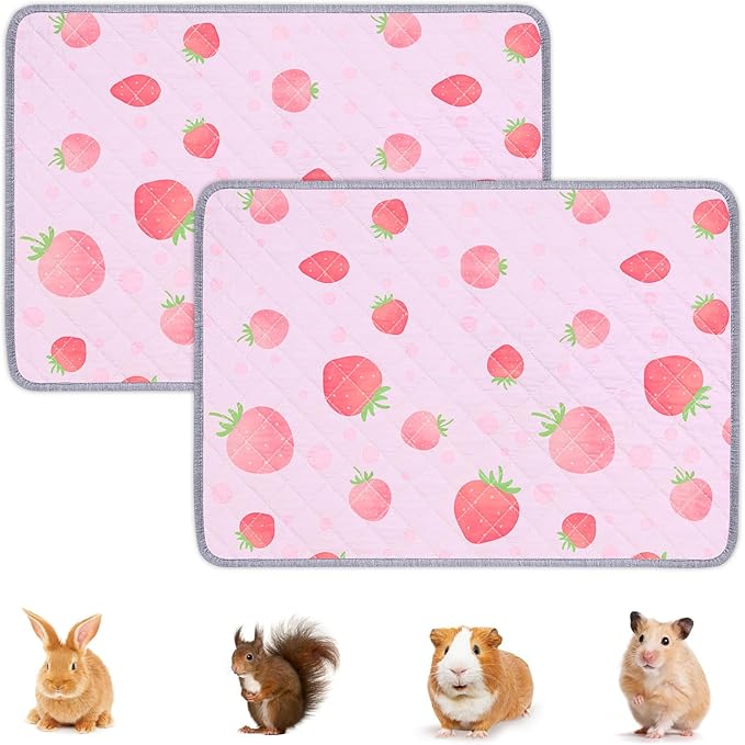 2 Pack Guinea Pig Bedding, Washable Guinea Pig Cage Liner Reusable Guinea Pig Mat Waterproof Guinea Pig Bedding for Cage, Super Absorbant Guinea Pig Pee Pads for Small Animals Hamster Rabbit Squirrel