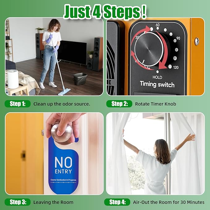 HHGM 98,000mg/h Dual-Fan Ozone Machine Generator High Capacity Ozone Odor Eliminator Odor Removal Air Purifier Ionizer & Deodorizer for Car, Home, Smoke, Pets, Industrial, Basement, Commercial