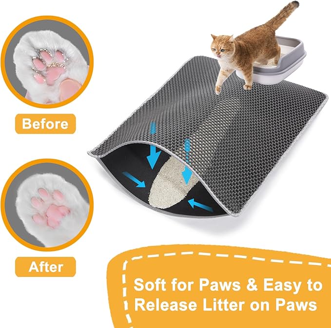 Cat Litter Mats-Extra Large 47''x36'' Litter Trapping Mat for Cat-XXL Litter box Matt for Floor-2 Layer Catcher Rug for Pet kitty Litterbox-Waterproof Urine Proof,Non-Slip