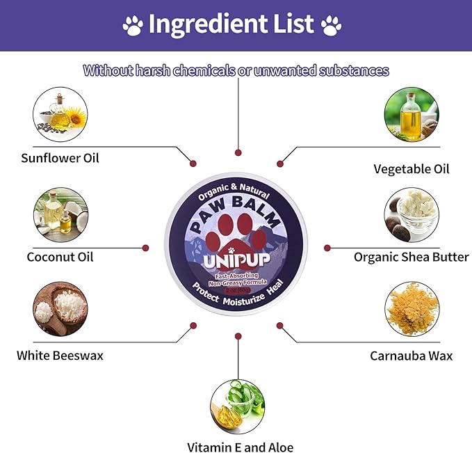 paw Balm for Dogs, Natural paw Balm Dogs, Heals & Moisturizes Dry Cracked Noses and Paws, 2.1oz Natural Dog Nose Balm Dog Paw Pad Balm