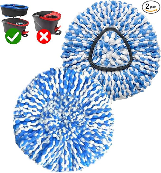 2 Pack Mop Replace Heads Compatible for OCeda, Spin Mop Refill Head Replacement for RinseClean 2-Tank System - Fluffy Microfiber, Machine Washable and Easy to Replace