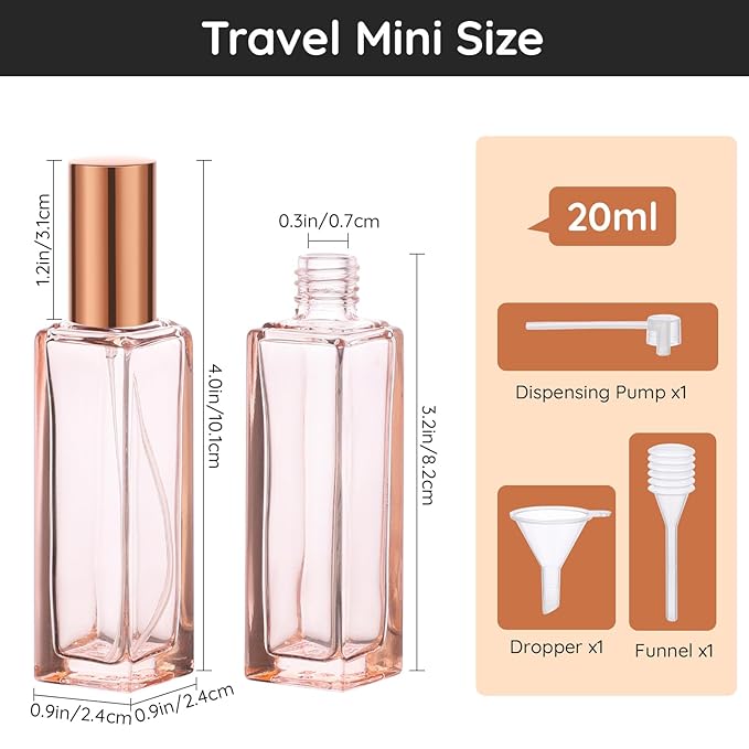 Segbeauty 5PCS Refillable Atomizer, 20ML Portable Travel Spray Bottle, Pocket Cologne Atomizer Cosmetic Fragrance Sample Container Sprayer Glass Perfume Bottles for Liquid Dispense