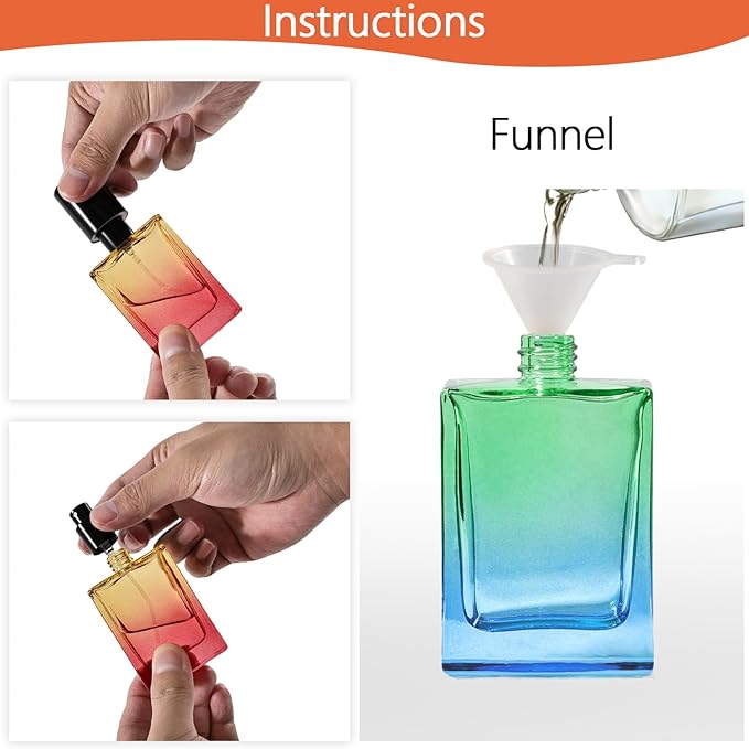 Perfume Bottles Empty Glass Atomizer Sprayer, 3 Pack 30ml Refillable Travel Spray Bottle for Fragranc or Essential Oil, Portable Cologne Atomizers with Dispensing Kit for Handbag, Date