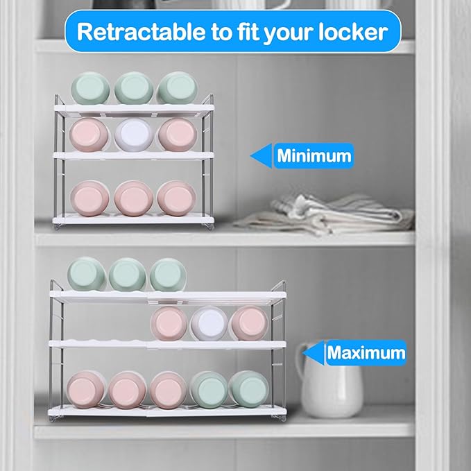 3-Shelf Water Bottle Organizer for Cabinet, Adjustable Tumbler Storage for Kitchen Organization,Drink and Water Bottle Storage for Pantry,Expandable Kitchen Organization，Water Bottle Holder