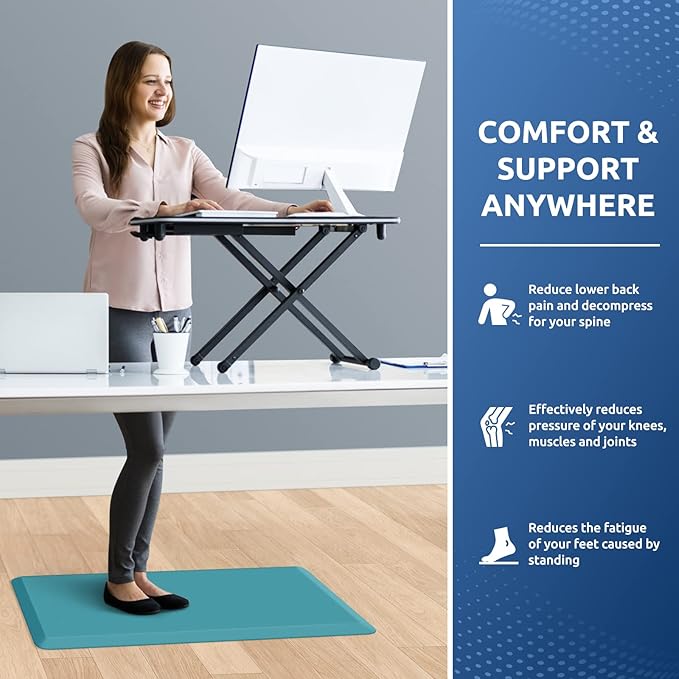 KitchenClouds Cushioned Anti Fatigue Rug 17.3"x28" Waterproof Non Slip Standing Desk Mats Comfort Floor Mats for Kitchen, House Sink Office (Green)