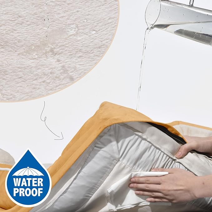 Comfort Expression Orthopedic Dog Bed for Large Dogs 36x27 Inch, Waterproof Supportive Egg Crate Foam Large Pet Bed with Removable Bolsters, Dog Couch with Washable Cover & Non-Slip Bottom, Caramel