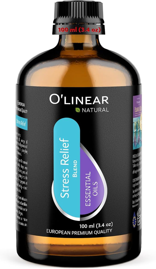 O’Linear Stress Relief Essential Oil Blends - Calming Essential Oil for Diffuser - Aromatherapy Relaxing Blend Oil - Essential Oils for Air Purifier 3.4 oz (100ml)