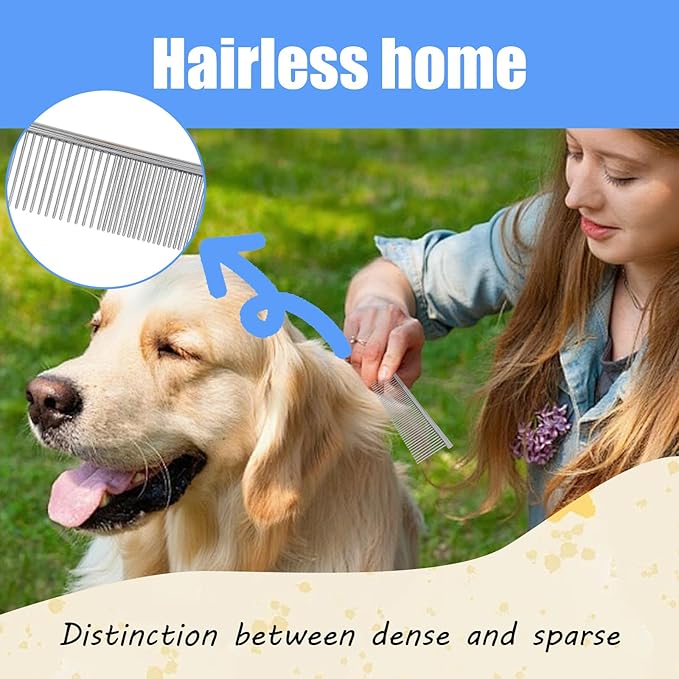 4 PCS Pet Flea Combs for Dogs & Cats, Cat Grooming Brush with Stainless Steel Teeth, Pet Flea Comb for Fleas and Ticks, Indoor Pets, Fine Tooth Comb for Kittens