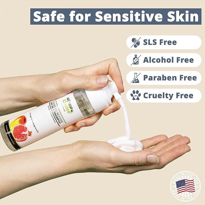 Paw Choice Dog Dry Shampoo - Hypoallergenic Waterless No Rinse Foam - Natural Coconut-Derived Cleanser - Quickly Deodorizes, Cleans & Conditions Between Baths - Made in USA - Mango Pomegranate