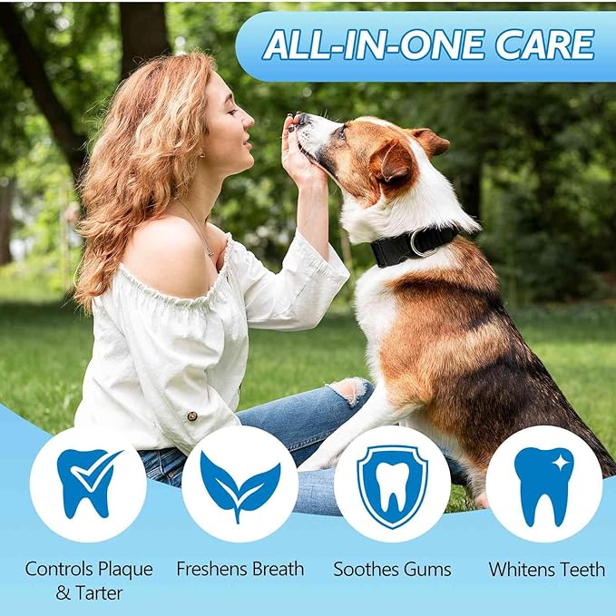 Best Dog Toothbrush & Toothpaste Kit for Sheepadoodle and Other Mixed Breed Dogs Dogs - Natural Ingredients Reduce Plaque, Whiten Teeth, Freshen Breath