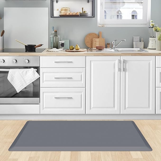 KitchenClouds Kitchen Mat Cushioned Anti Fatigue Rug 20"x39" Waterproof, Non Slip, Standing and Comfort Desk/Floor Mats for House Sink Office (Grey,0.8inch)