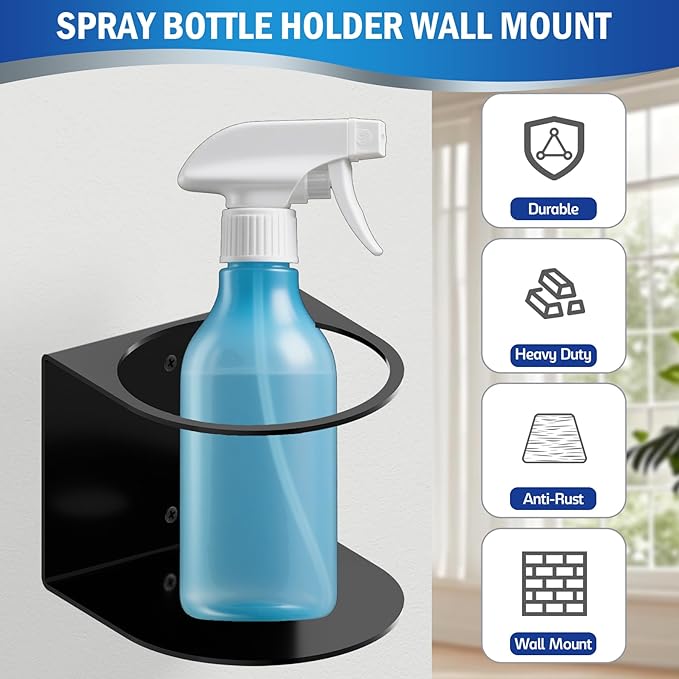 1 Pcs Spray Bottle Holder,Heavy-Duty Bottle Holder,Wall Mounted Cup Holder,Spray Bottle Rack for Garage,Kitchen and Bathroom Storage