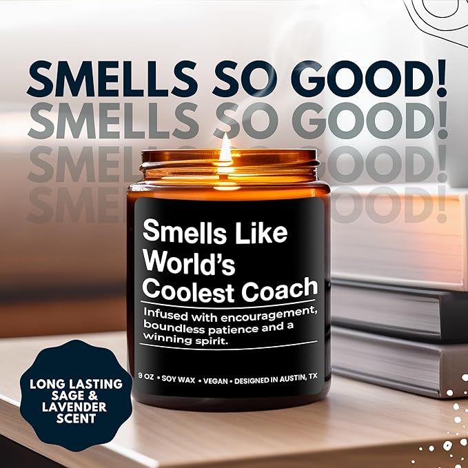 World's Coolest Coach Candle, Best Coach Gifts, Thoughtful Coaches Gifts, Thank You Coaches Presents for Men and Women, Ideal Best Coach Present, Appreciation Gift for Birthday, Christmas, Gift Ready