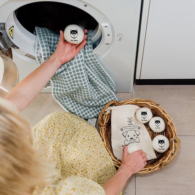 Wool Dryer Balls for Pet Hair Remover Organic Reusable Laundry Dryer Balls Pre-Wash Lint Remover for Dog/Cat Pet Hair Shaver for Laundry Hair Catcher for Washing Machine