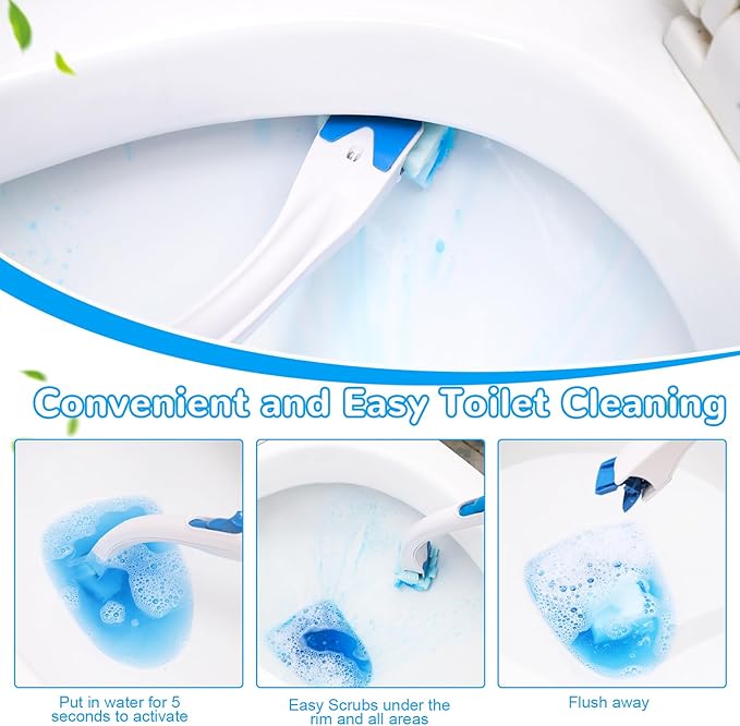 48 Count Flushable Toilet Refills, Disposable Toilet Bowl Paper Bulk, Fresh Flushable Toilet Brush Refill Pads for Toilet and Bathroom, Toilet Brush Accessories (No Handle)